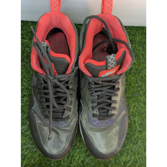 2015 Sz 8.5 Wmns Air Max 1 Mid Sneaker Boot Shoe 'Sequoia' 807307-300 Green Red - Picture 6 of 16